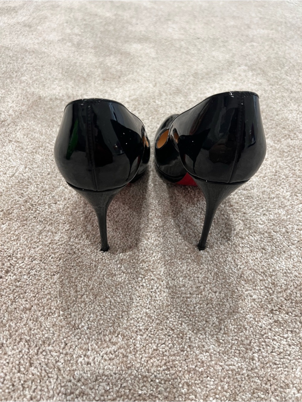 Christian Louboutin Black Patent Leather Round-Toe Pumps - Picture 9 of 12